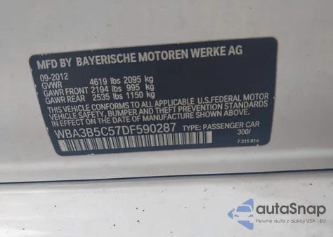 2013 BMW 328I xDrive z USA, uszkodzony, nr VIN WBA3B5C57DF590287